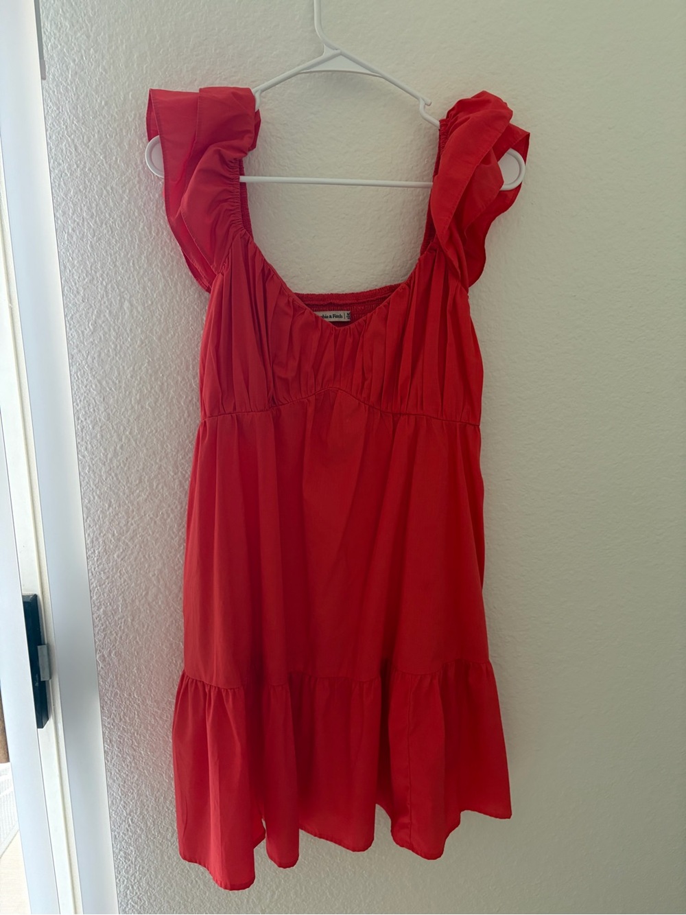 Abercrombie & Fitch Ruched Flutter Sleeve Mini Dress